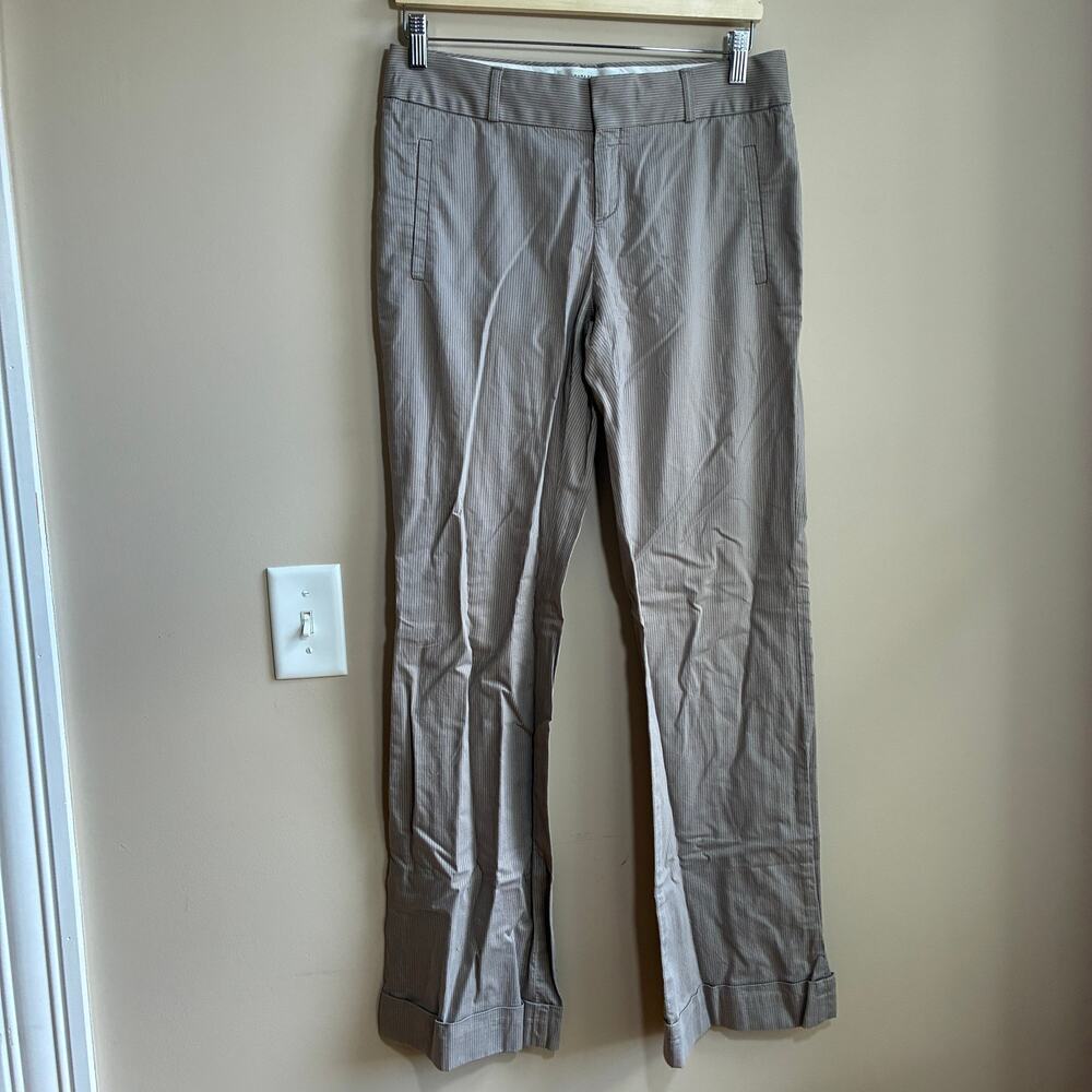 Banana Republic the martin fit stretch beige white stripes trousers women's 6